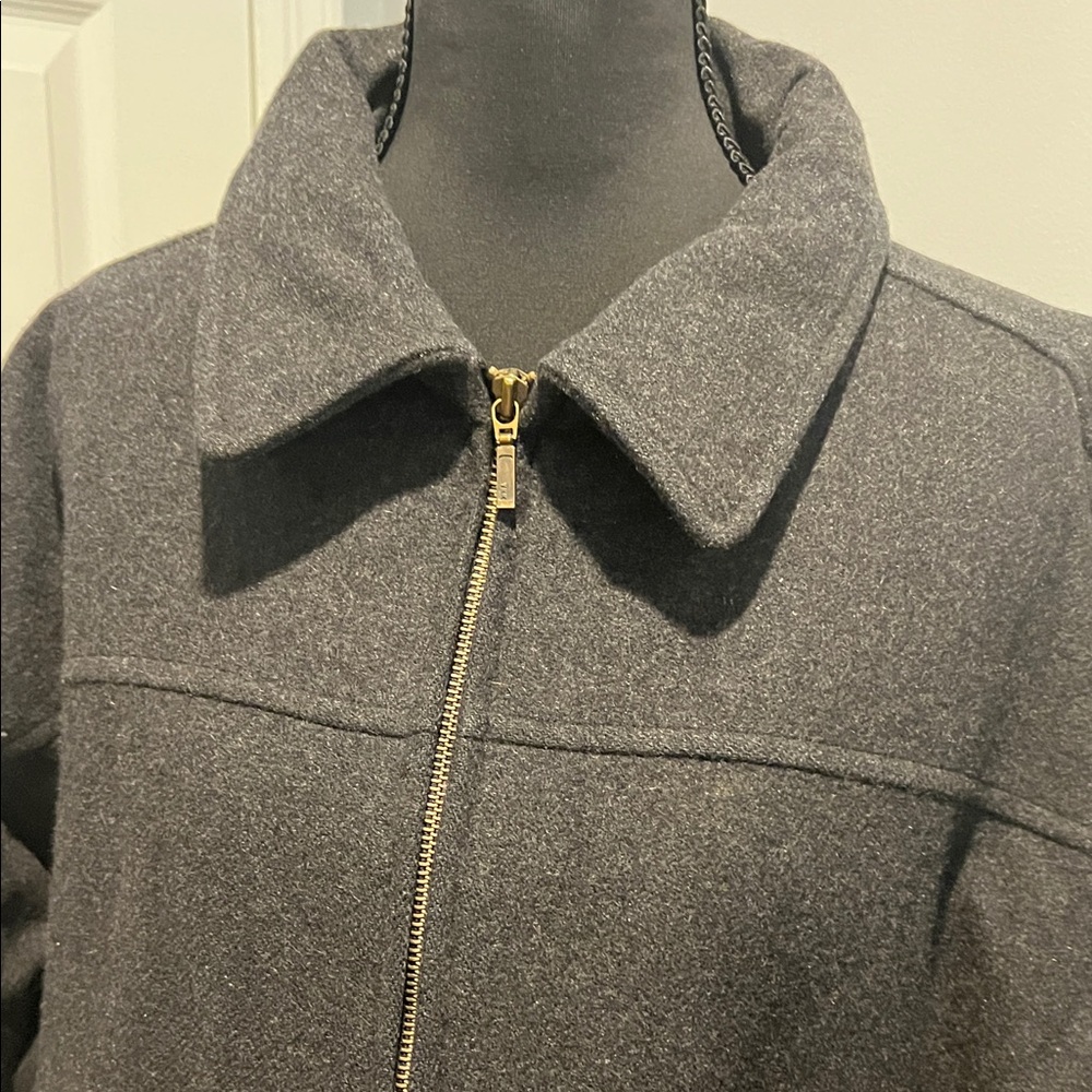 Charcoal Gray Zip-Up Wool Jacket